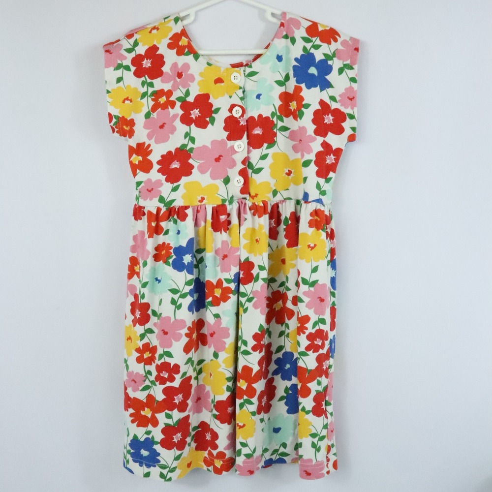 Hanna Andersson Multicolor Floral Play Dress 100% Cotton Sz 6-7 120cm